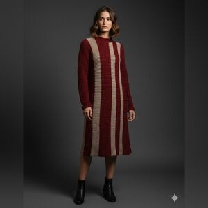 Vintage knit sweater dress long sleeve